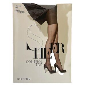 NIP Nordstrom Sheer Control Top Grey Panty Hose Size C